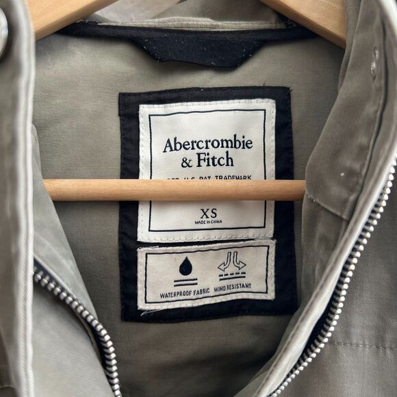 ABERCROMBIE & FITCH Green Waterproof Army Hooded Utility Rain Jacket Womens XS - Picture 5 of 11
